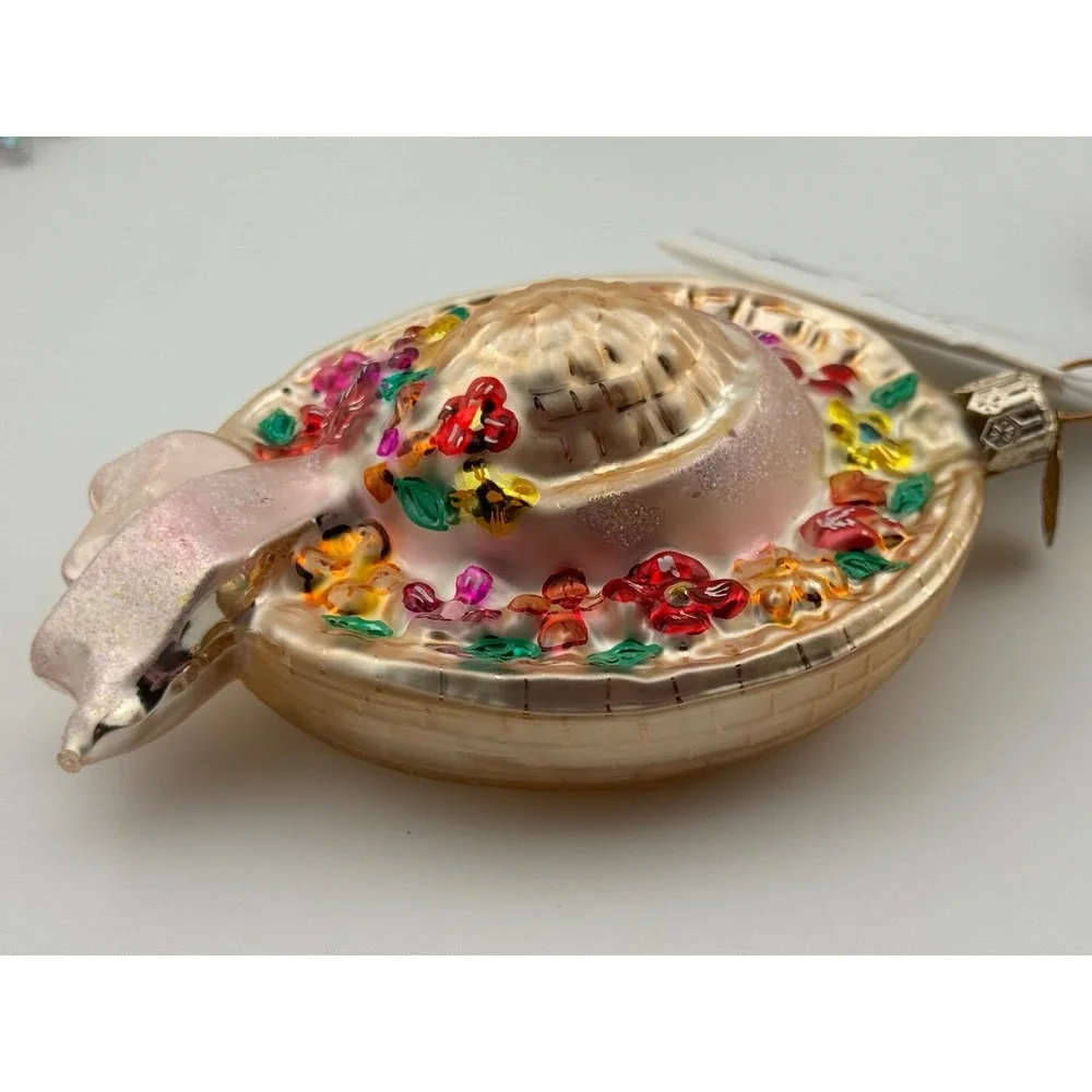 Vintage Christopher Radko Bonny Spring Floral Sun Hat Glass‎ Ornament 00-SP-60